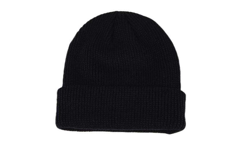 P BLACK EMBROIDERED BEANIE